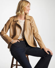 Faux Leather Moto Jacket Creme Coffee - Chico's