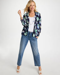 Printed Slub Knit Blazer Passport Blue - Chico's