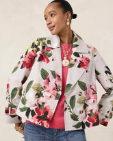 Cotton-Stretch Floral Trench Coat Smokey Taupe - Chico's