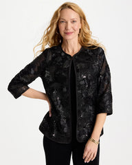 Travelers™ Collection Sequin Mesh Soutache Jacket Black - Chico's