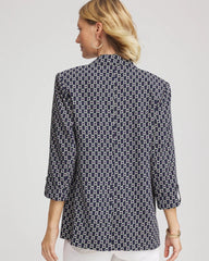 Printed Soft Crepe Blazer Passport Blue - Chico's