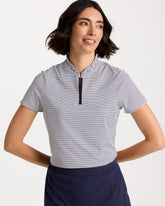 Zenergy® UPF Ruffle Striped Half Zip Passport Blue - Chico's