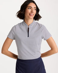 Zenergy® UPF Ruffle Striped Half Zip Passport Blue - Chico's