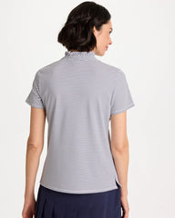 Zenergy® UPF Ruffle Striped Half Zip Passport Blue - Chico's