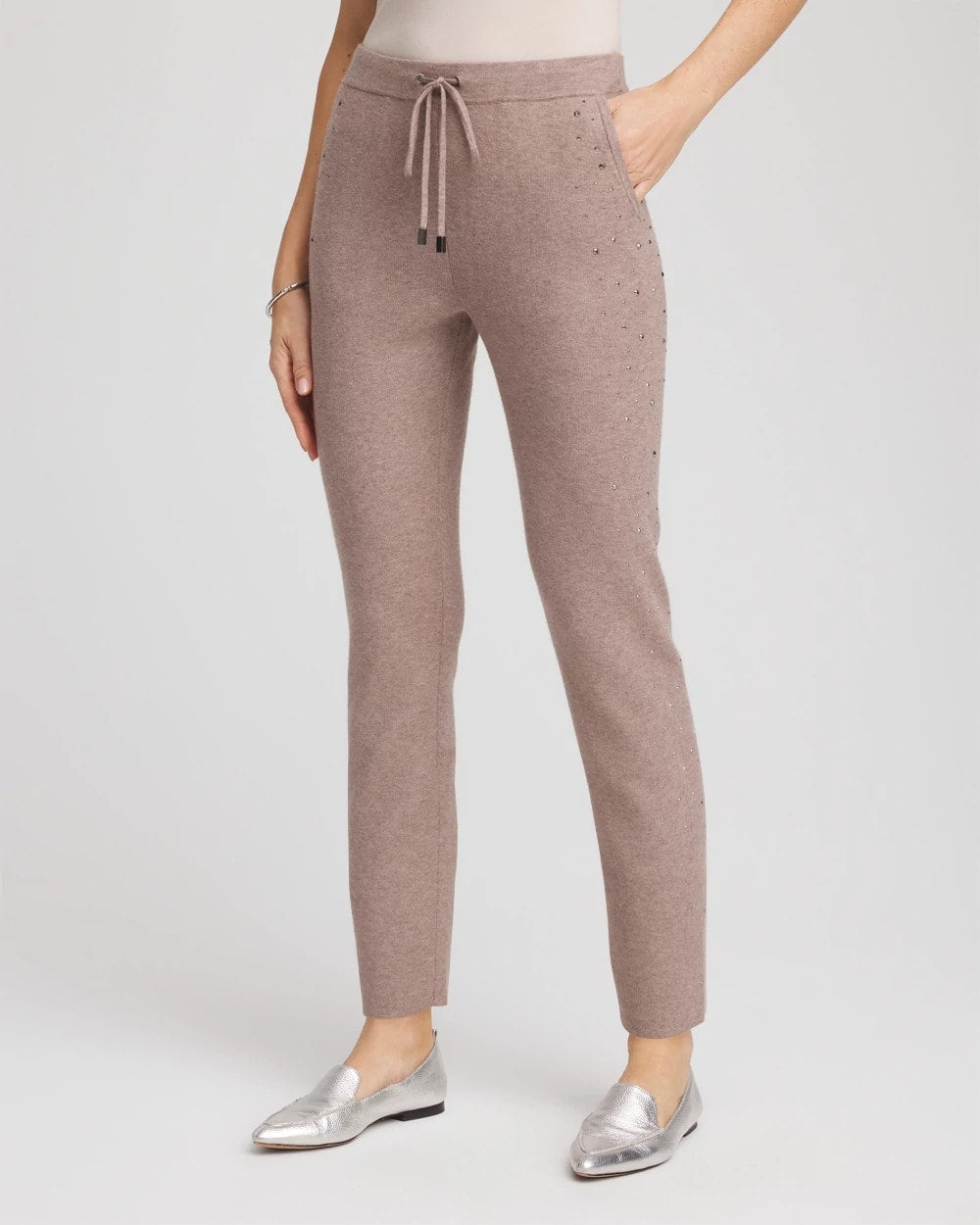 Zenergy® Luxe Rhinestone Ankle Pants Taupe Heather - Chico's