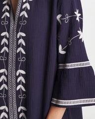 Woven Embroidered Swim Cover-Up Passport Blue - Chico's