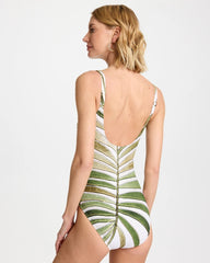 Gottex Willow Square Neck One-Piece Swimsuit Green Print - Chico's