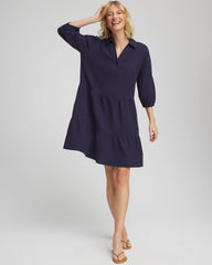 Woven Tiered Swim Cover-Up Dress Passport Blue - Chico's