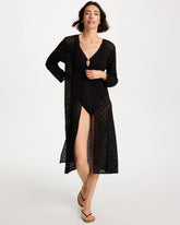 Long Knit Swim Cover-Up Black - Chico's