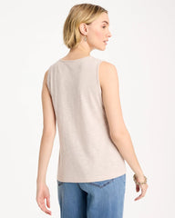 Embroidered Cotton Slub Scoopneck Tank Smokey Taupe - Chico's