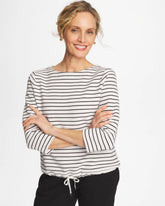 Zenergy® Striped Ottoman Drawstring Top Black - Chico's