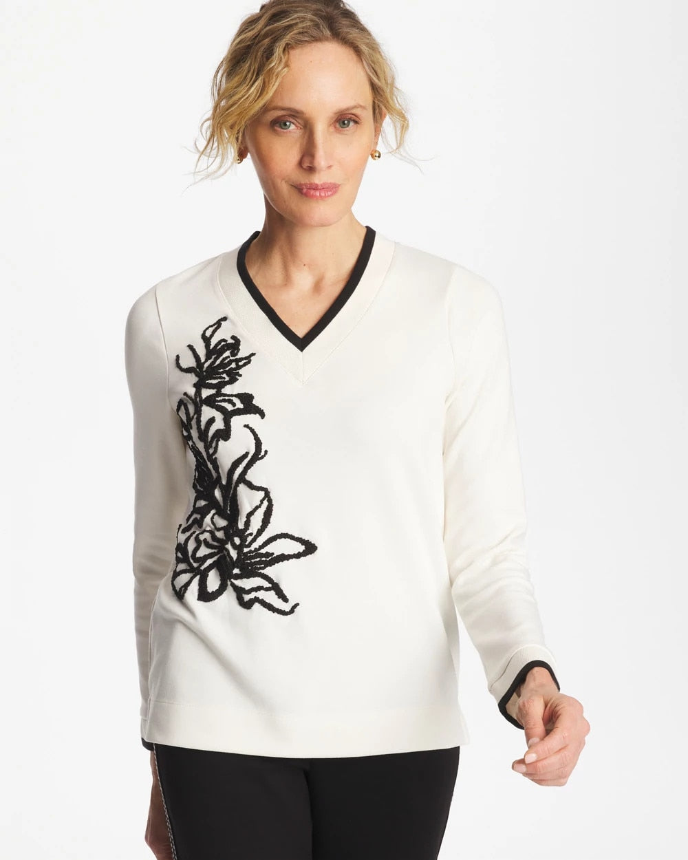 Zenergy® Double-Knit Applique Top Ecru - Chico's