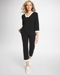 Zenergy® Soft Caviar Bead Contrast Pants Black - Chico's