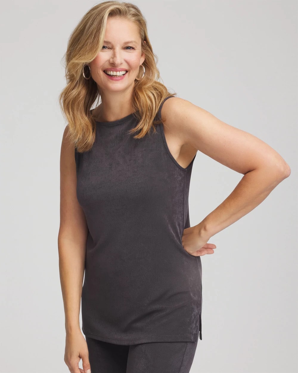 Travelers™ Classic Side-Slit Tank Serene Gray - Chico's