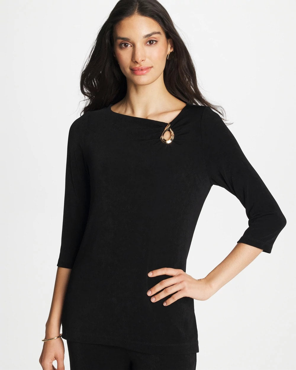 Travelers™ Hardware 3/4 Sleeve Tunic Travelers Black - Chico's