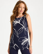 Travelers™ Knit Botanical Jeweled Tunic Passport Blue - Chico's
