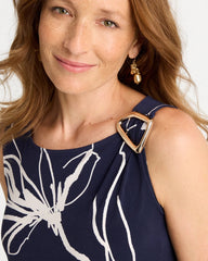 Travelers™ Knit Botanical Jeweled Tunic Passport Blue - Chico's