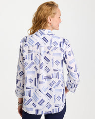 No Iron™ Printed Linen Shirt Amparo Blue - Chico's