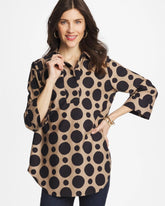 No Iron™ Stretch Global Dots Popover Tunic Cattail Brown - Chico's