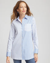 No Iron™ Stripe Mix Tunic Tidal Blue - Chico's