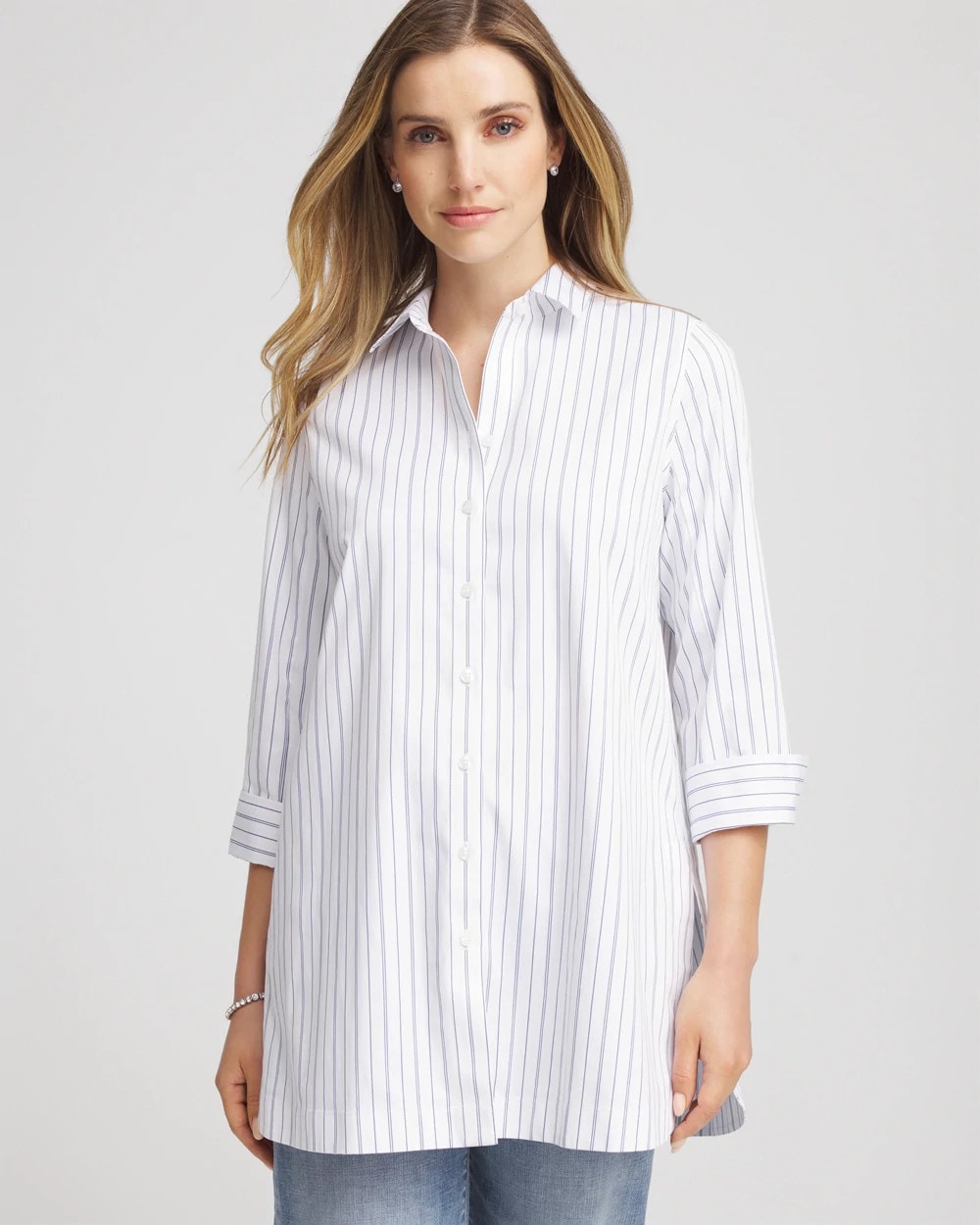 No Iron™ Classic-Fit Tunic Blue Lotus - Chico's