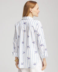 No Iron™ Palm Striped Sateen Shirt Blue Casa - Chico's