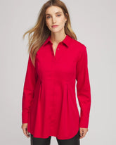 No Iron™ Peplum Pleated Shirt Carmine Red - Chico's