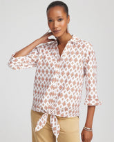 No Iron™ Tie-Front Geo-Print Shirt Siesta Rose - Chico's