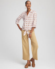 No Iron™ Tie-Front Geo-Print Shirt Siesta Rose - Chico's