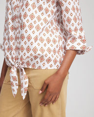 No Iron™ Tie-Front Geo-Print Shirt Siesta Rose - Chico's