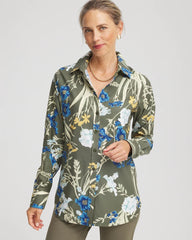 No Iron™ Printed Sateen Shirt Nettle Leaf - Chico's