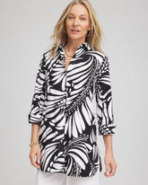 No Iron™ Printed Palms Button Down Tunic Black - Chico's