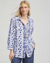 No Iron™ Star Print Linen Shirt Rich Cobalt - Chico's