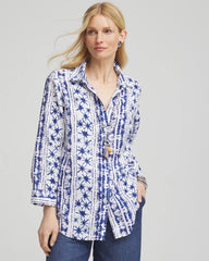 No Iron™ Star Print Linen Shirt Rich Cobalt - Chico's
