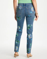 Girlfriend Slim Floral Ankle Jeans Meera Indigo - Chico's