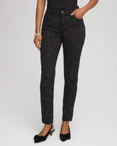 Stone Embellished Girlfriend Slim Ankle Jeans Black - Chico's