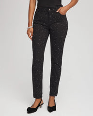 Stone Embellished Girlfriend Slim Ankle Jeans Black - Chico's