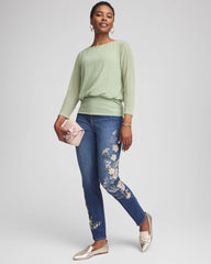 Appliqué Girlfriend Slim Ankle Jeans Dragon Road Indigo - Chico's
