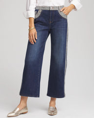 Girlfriend Cropped Colorblock Wide-Leg Jeans Eclipse Indigo - Chico's