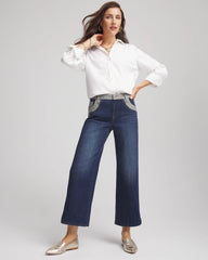 Girlfriend Cropped Colorblock Wide-Leg Jeans Eclipse Indigo - Chico's