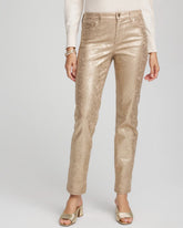 Girlfriend Slim Ankle Foiled Lace Jeans Champagne Fizz - Chico's