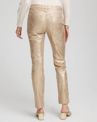 Girlfriend Slim Ankle Foiled Lace Jeans Champagne Fizz - Chico's