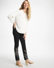 Floral Soutache Brigitte™ Slim Pull-On Ankle Pants Black - Chico's
