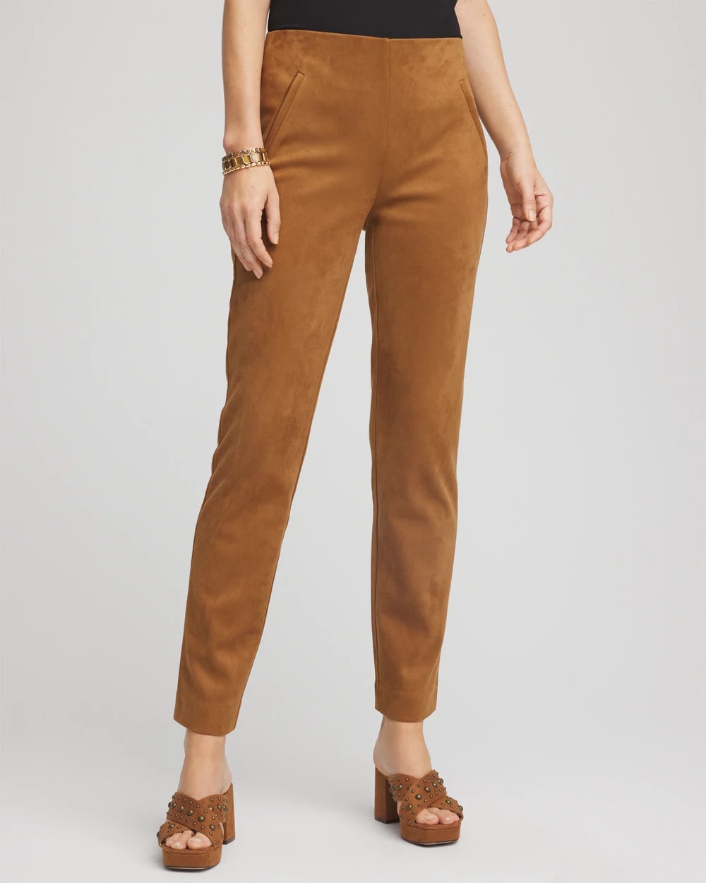 Faux Suede Juliet Slim Ankle Pants Burnt Sienna - Chico's