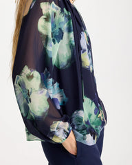 Crinkle Chiffon Tie-Front Blouse Passport Blue - Chico's