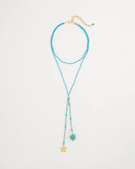 Genuine Turquoise Stone Y-Necklace Teal - Chico's