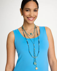 Genuine Stone Beaded Long Necklace Teal - Chico's