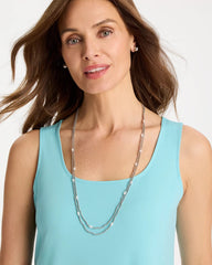 Pearlescent Bead Ball Long Necklace Silver - Chico's