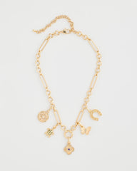 Shiny Goldtone Novelty Charm Necklace Gold - Chico's