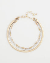 Mixed Metal Link Triple-Strand Necklace Mixed Metals - Chico's